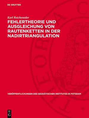 cover image of Fehlertheorie und Ausgleichung von Rautenketten in der Nadirtriangulation